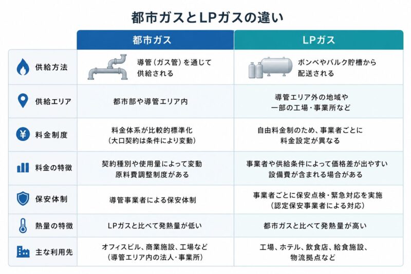 都市ガスとLPガスの違い