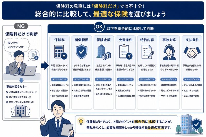 法人向け損害保険料を判断する際のポイント