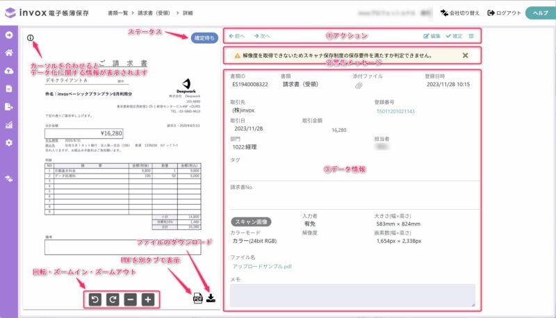 データ化完了後