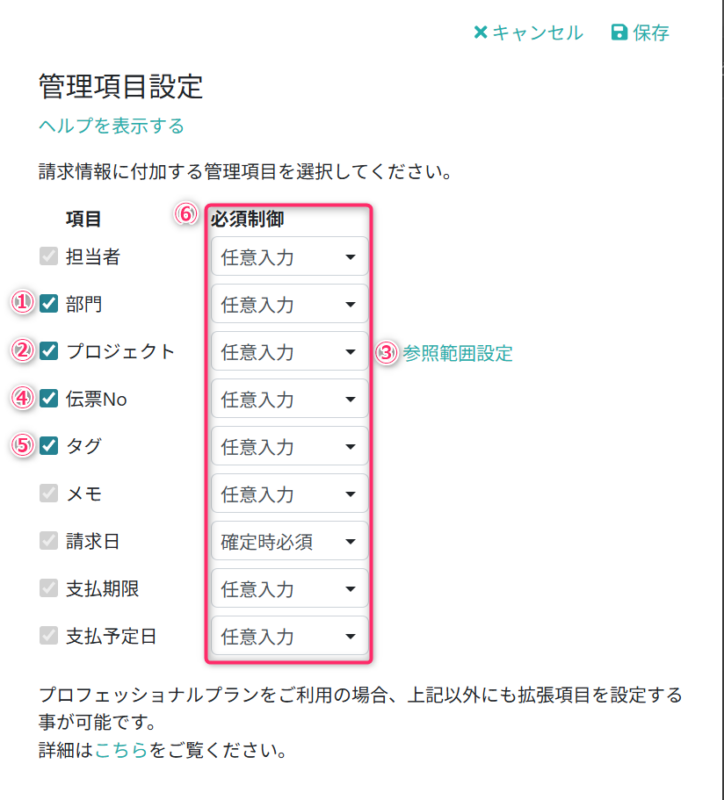 使用する管理項目を設定する