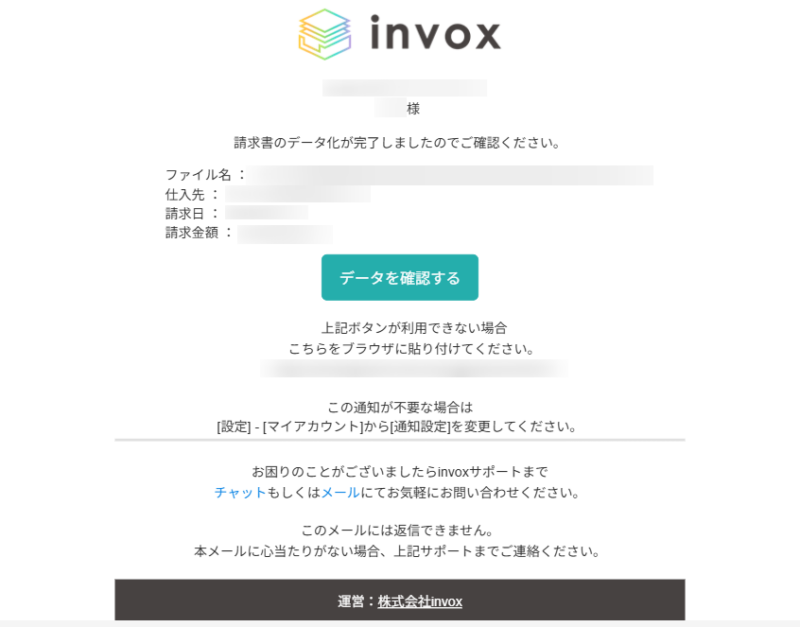 データ化通知メール